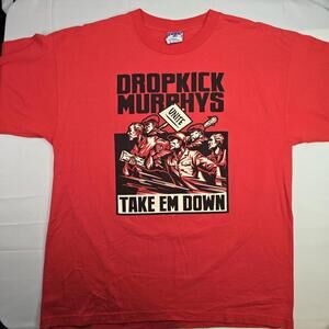 Y2K Dropkick Murphys Shirt Mens 2XL Red Take Em Down Unite Union Made USA Punk